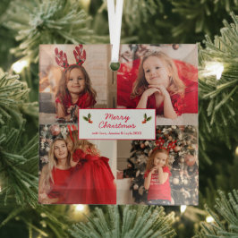 パーソナライズされた写真コラージュ写真クリスマス ガラスオーナメント