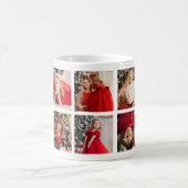パーソナライズされた写真コラージュ10写真クリスマス コーヒーマグカップ (中央)