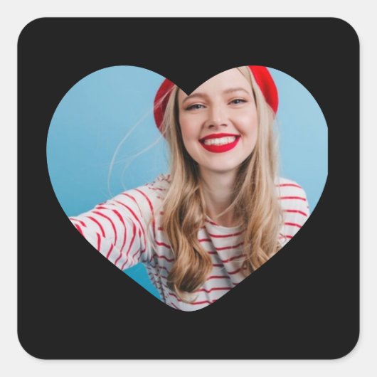 パーソナライズされた写真シールハート スクエアシール (正面)