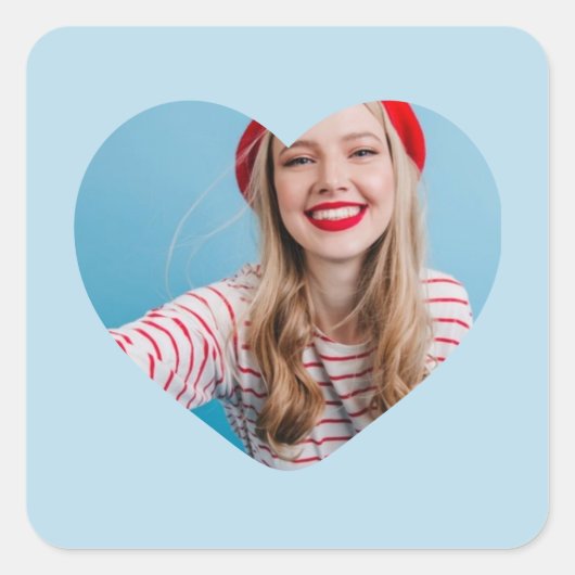 パーソナライズされた写真シールハート スクエアシール (正面)