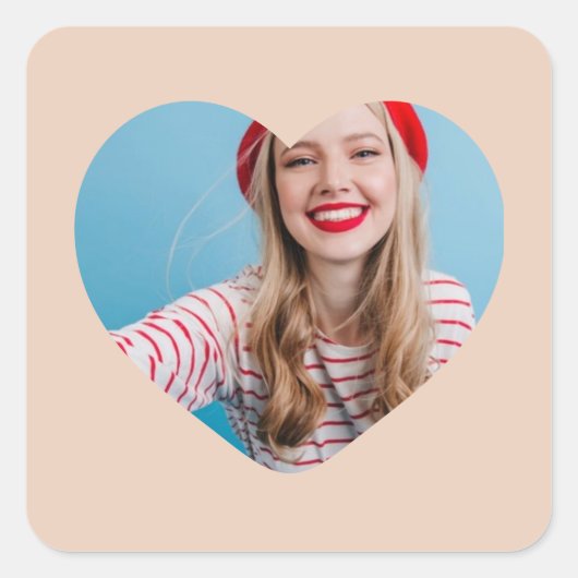 パーソナライズされた写真シールハート スクエアシール (正面)