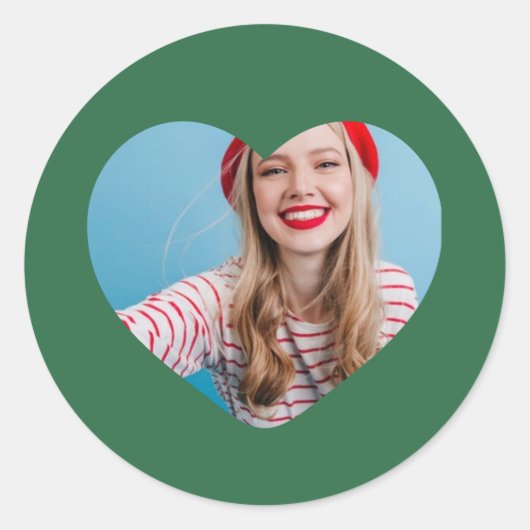 パーソナライズされた写真シールハート ラウンドシール (正面)