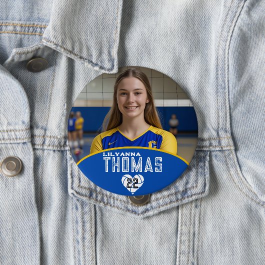 パーソナライズされた写真バレーボールのプレイヤー名番号 缶バッジ (インサイチュ)