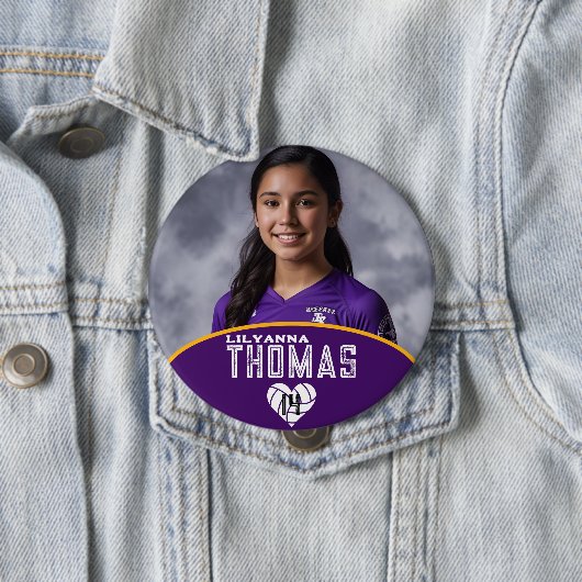 パーソナライズされた写真バレーボールのプレイヤー名番号 缶バッジ (インサイチュ)