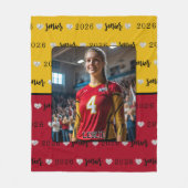 パーソナライズされた写真バレーボール上級卒業 フリースブランケット (正面)