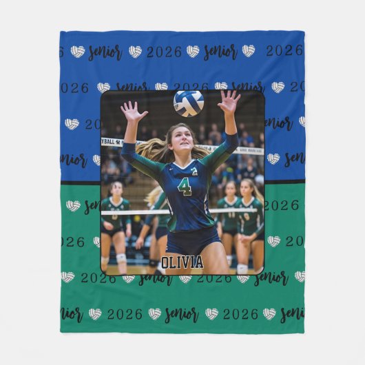 パーソナライズされた写真バレーボール上級贈呈 フリースブランケット (正面)