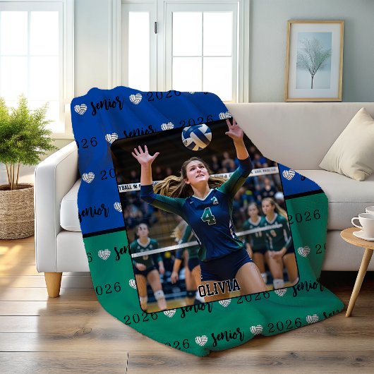 パーソナライズされた写真バレーボール上級贈呈 フリースブランケット