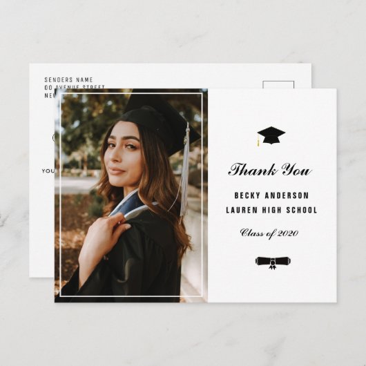 パーソナライズされた写真フレーム感謝してい卒業前 ポストカード (正面/裏面)
