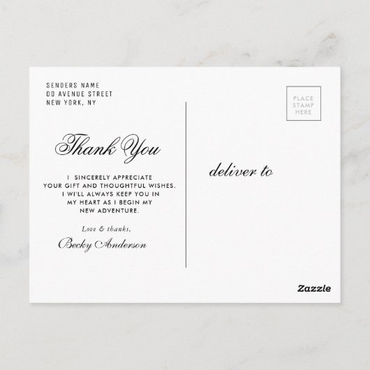 パーソナライズされた写真フレーム感謝してい卒業前 ポストカード (裏面)