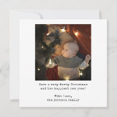 パーソナライズされた写真ベビー初めてのクリスマス シーズンカード (裏面)