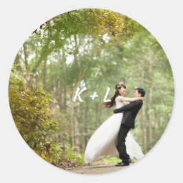 パーソナライズされた写真モノグラ結婚ム ラウンドシール