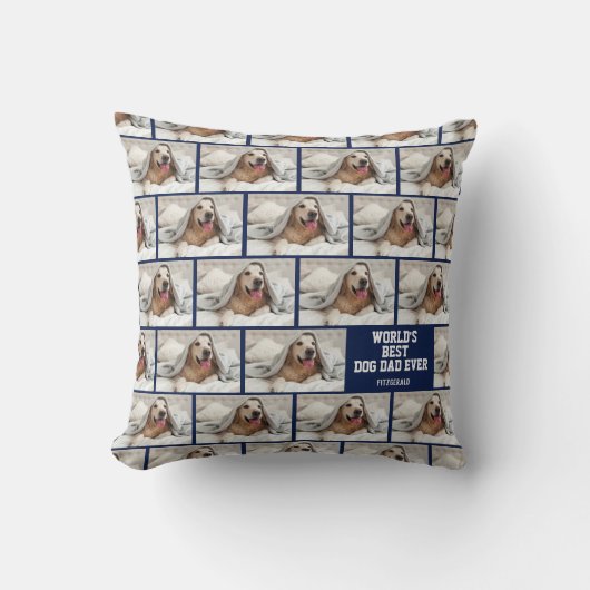 パーソナライズされた写真世界最高の犬のパパ クッション (正面)
