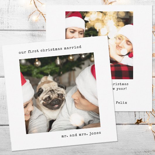 パーソナライズされた写真初めてのクリスマス結婚した シーズンカード