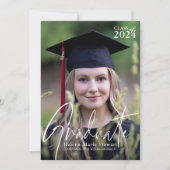 パーソナライズされた写真卒業 招待状 (正面)