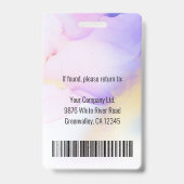 パーソナライズされた写真名バイオレットウォーターカラー社員 バッジ (裏面)