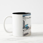 パーソナライズされた写真家 – 男性マンガ ツートーンマグカップ (左)