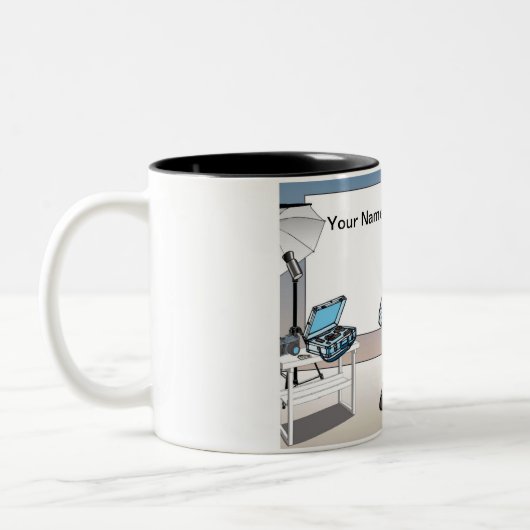 パーソナライズされた写真家 – 男性マンガ ツートーンマグカップ (左)