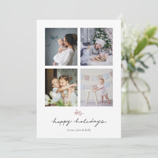 パーソナライズされた写真数々のコラージュ家族クリスマス シーズンカード (スタンド正面)