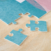 パーソナライズされた写真明カラフルるい水色名 ジグソーパズル (側面)