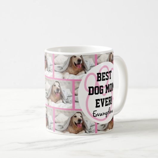 パーソナライズされた写真最高の犬の母 コーヒーマグカップ (正面右)
