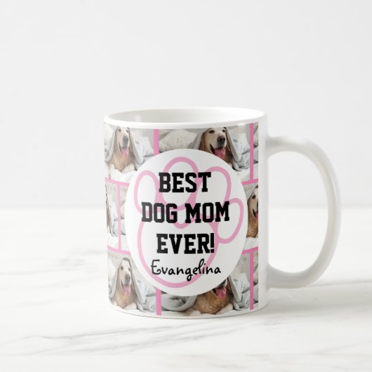 パーソナライズされた写真最高の犬の母 コーヒーマグカップ (右)