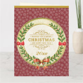 パーソナライズされた写真枠とクリスマスリース カード (裏面)