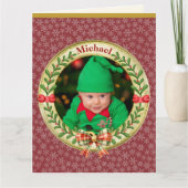 パーソナライズされた写真枠とクリスマスリース カード (正面)