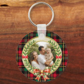 パーソナライズされた写真枠とクリスマスリース キーホルダー (正面)