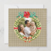 パーソナライズされた写真枠とクリスマスリース シーズンカード (正面)