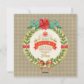 パーソナライズされた写真枠とクリスマスリース シーズンカード (裏面)