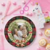 パーソナライズされた写真枠とクリスマスリース ペーパープレート (パーティー)