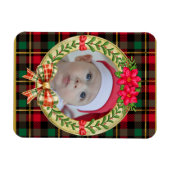 パーソナライズされた写真枠とクリスマスリース マグネット (横)