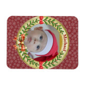 パーソナライズされた写真枠とクリスマスリース マグネット (横)