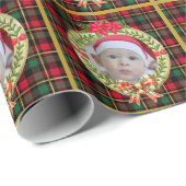 パーソナライズされた写真枠とクリスマスリース ラッピングペーパー (ロールコーナー)