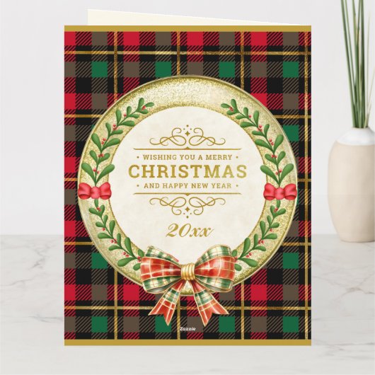 パーソナライズされた写真枠とクリスマスリースC カード (裏面)