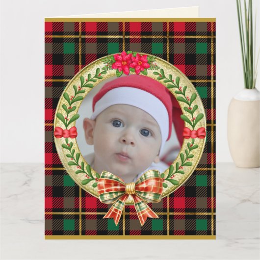 パーソナライズされた写真枠とクリスマスリースC カード (正面)