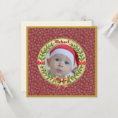 パーソナライズされた写真枠とクリスマスリースC カード (正面/裏面インサイチュ)