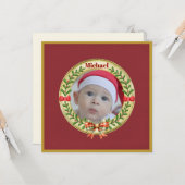 パーソナライズされた写真枠とクリスマスリースC カード (正面/裏面インサイチュ)