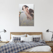 パーソナライズされた写真結婚金ゴールド愛書道 キャンバスプリント (インサイチュ (寝室))