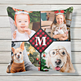 パーソナライズされた写真赤バッファロープライドMonogram クッション