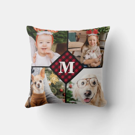 パーソナライズされた写真赤バッファロープライドMonogram クッション (裏面)