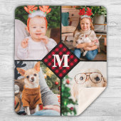 パーソナライズされた写真赤バッファロープライドMonogram シェルパブランケット