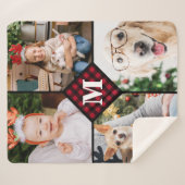 パーソナライズされた写真赤バッファロープライドMonogram シェルパブランケット (正面(横))