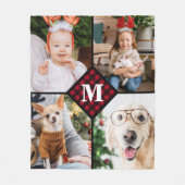 パーソナライズされた写真赤バッファロープライドMonogram フリースブランケット (正面)
