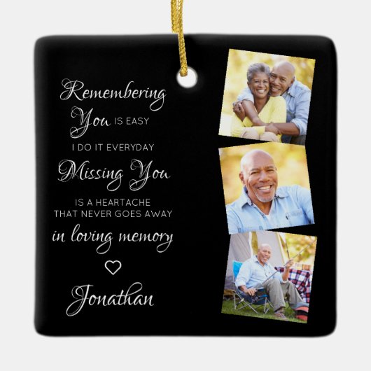 パーソナライズされた写真追悼3回記念・記念 セラミックオーナメント (正面)