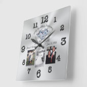パーソナライズされた写真3枚60周年時計 スクエア壁時計 (傾斜)