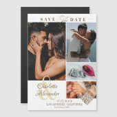 パーソナライズされた写真4フォトコラージュ日付を保存 マグネット招待状 (正面/裏面)