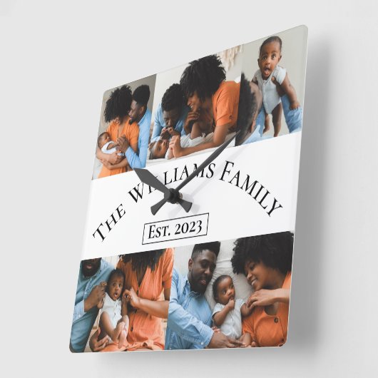 パーソナライズされた写真5 スクエア壁時計 (傾斜)