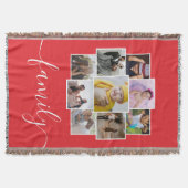 パーソナライズされた写真9枚と文字コラージュ家族 スローブランケット (正面)