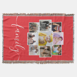 パーソナライズされた写真9枚と文字コラージュ家族 スローブランケット